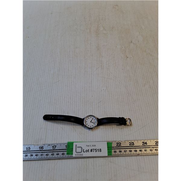 Timex Quartz Watch With Indigo, Black Leather Band (working)