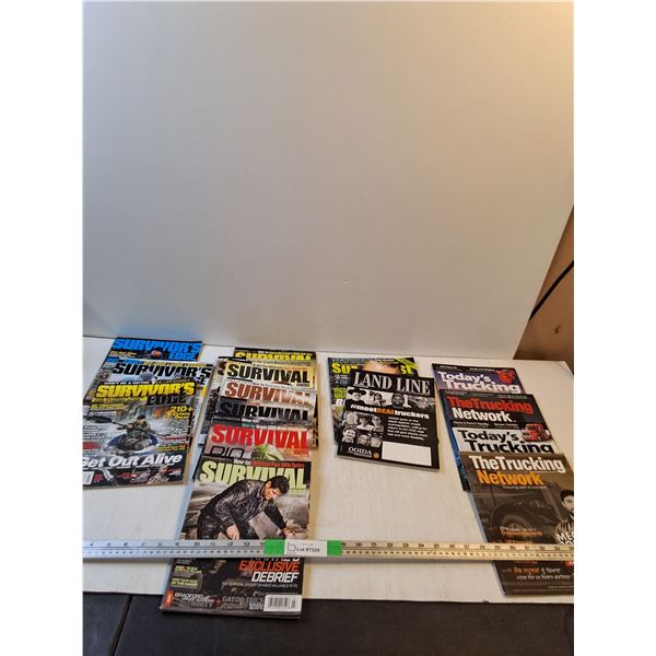 Magazines; Survivors Edge, Survivors Guide, Today's Trucking, Land Line, Misc