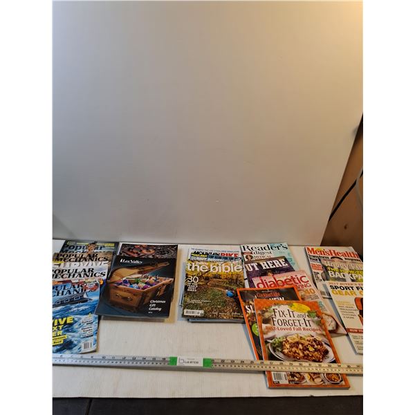 Various Magazines; Popular Mechanics, Lee Valley, The Bike Shop, Cooking, Mens Health, Misc