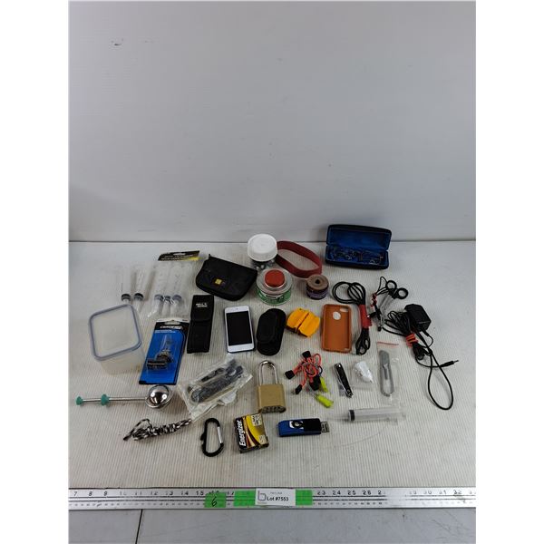 Apple iPod - As Is, 9006 Halogen Bulb, Tea Ball, Syringes, Master Lock, 2HR Chafing Fuel, Misc