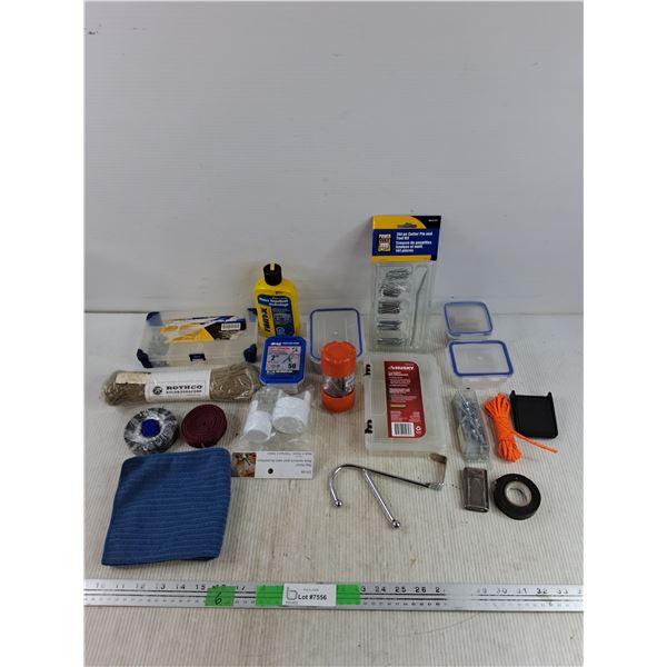 Cotter Pin & Tool Kit, Glass Water Repellent, Nylon Paracord, Lighter, Bin Organizer, Misc