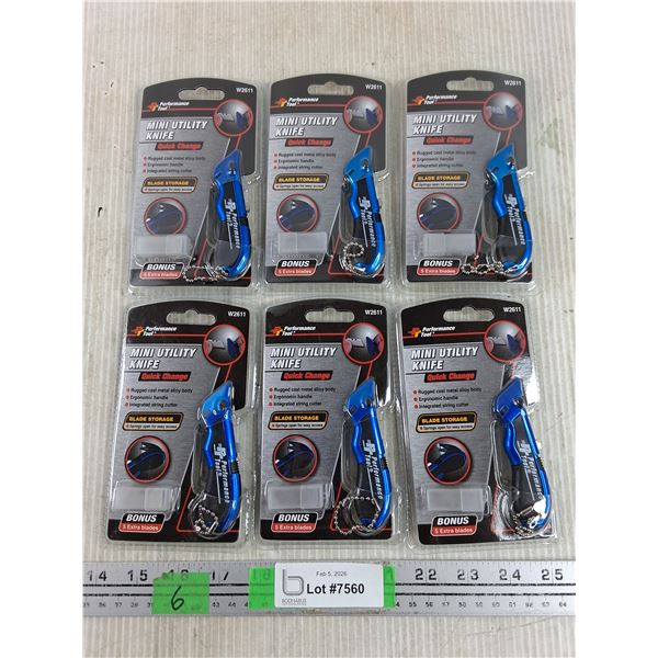 (6) Perfomance Tool Mini Utility Knife - New