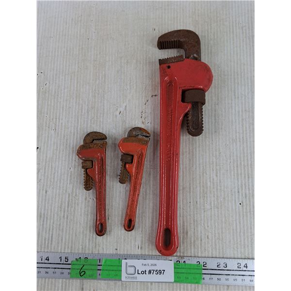 (3) Pipe Wrenches 12" & 5"