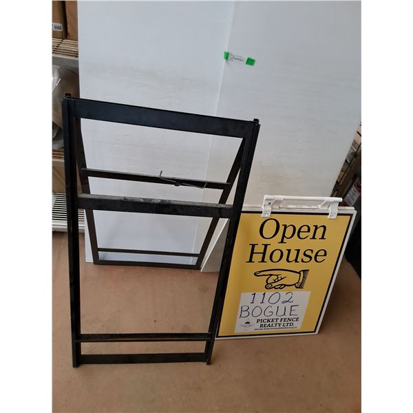 Folding Metal Sign Holder 36.5" x 20" & Folding Realty Sign with Whiteboard, Cannot Ship