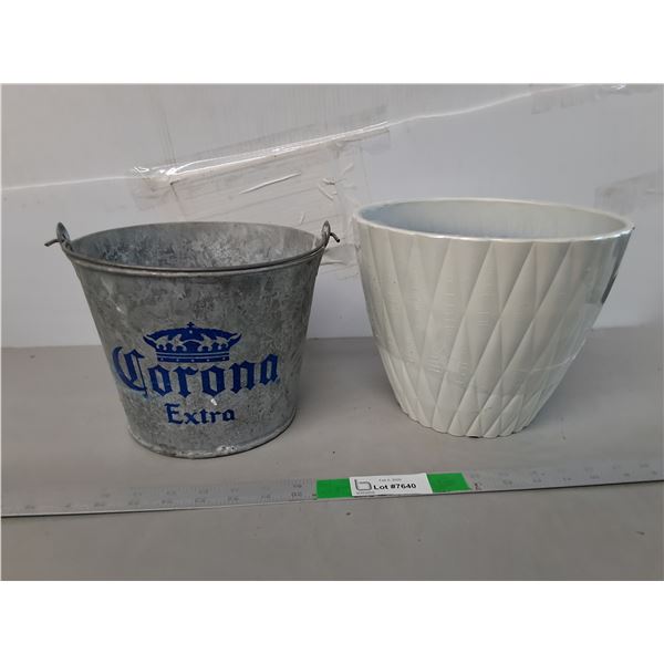Plastic Planter & Corona Ice Bucket 8.25" Tall