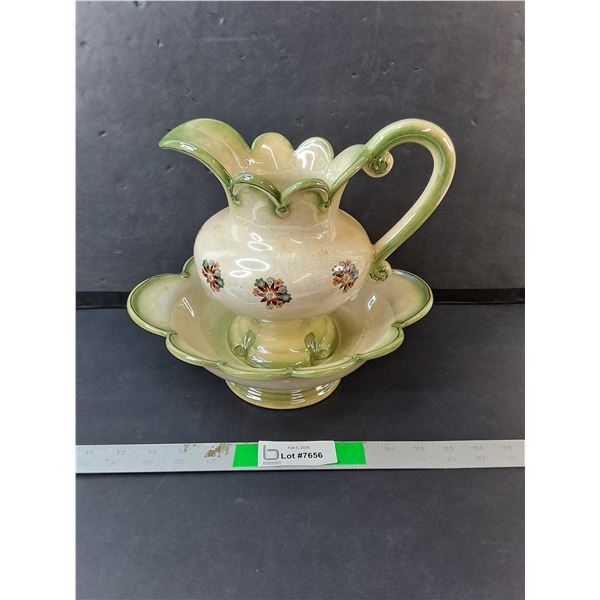 Decorative Ceramic Pitcher & Wash Basin Set