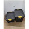 Image 1 : *(2) Plastic Storage Totes, w/ Locking Lids, Measurements in Pics, Cannot Ship