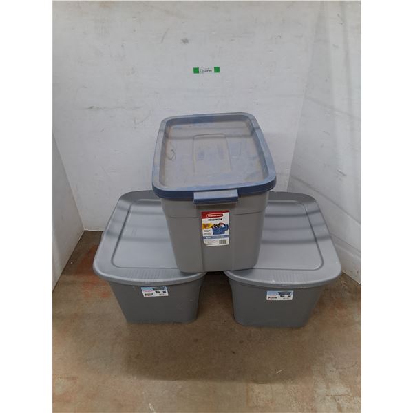*Lot of (3) Plastic Storage Totes w/ Lids, Rubbermaid & Sterilite, Measurements in Pics