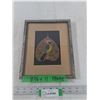 Image 1 : Bird on Leaf Framed Artwork, Measurements in Pics