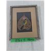 Image 2 : Bird on Leaf Framed Artwork, Measurements in Pics