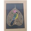Image 3 : Bird on Leaf Framed Artwork, Measurements in Pics