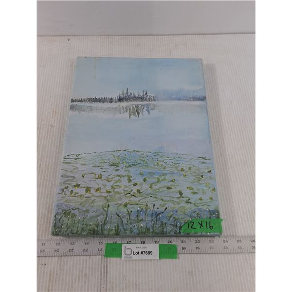 Scenic Acrylic Painting Artwork on Canvas, Measurements in Pics