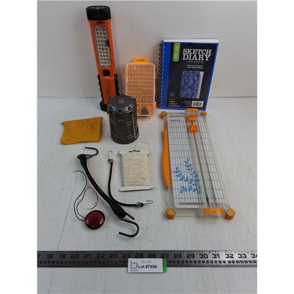 LED Lights, Drill Bit Set, Paper Cutter, String, Misc.