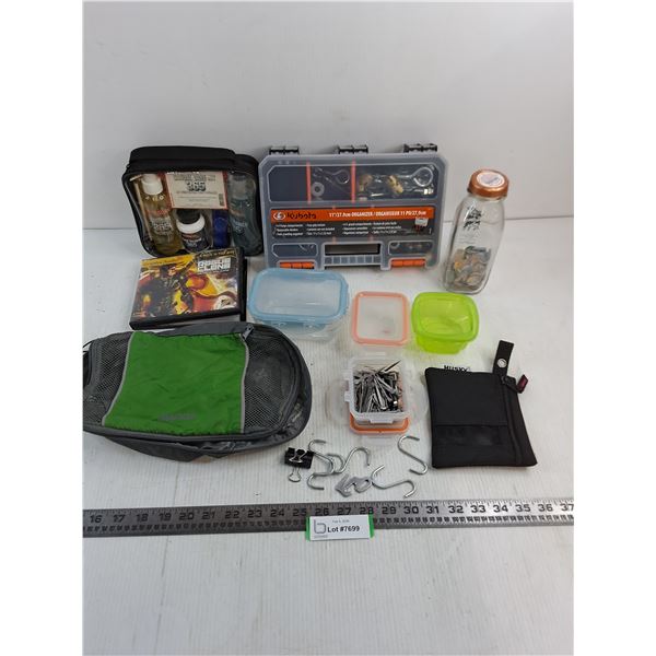 Sandal Care Kit, Kubota Parts Kit, Food Storage Containers, Spikes, Rogue Clone PC Video Game, Misc.
