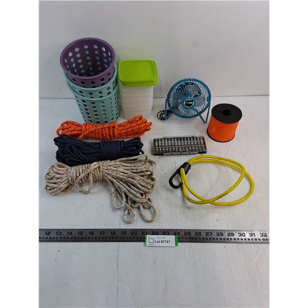 Ropes, Utensil Holders, Food Storage, USB Fan, Socket Bit Set, Misc.