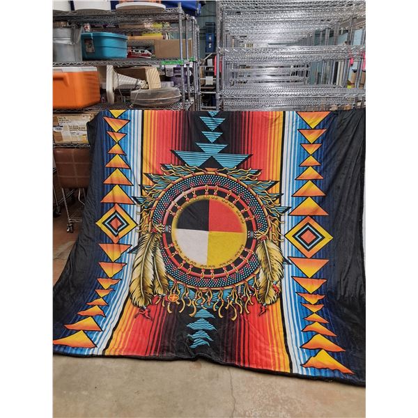 Queen Size Medicine Wheel Blanket, Tote Bin- 23" x 18" x 16" - PICK UP