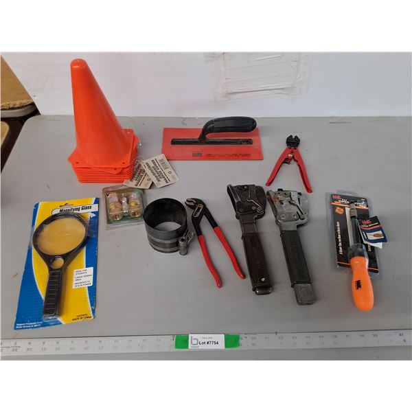 Safety Cones 9.5", Hammer Tackers, 6 in 1 Viper Driver, Misc.