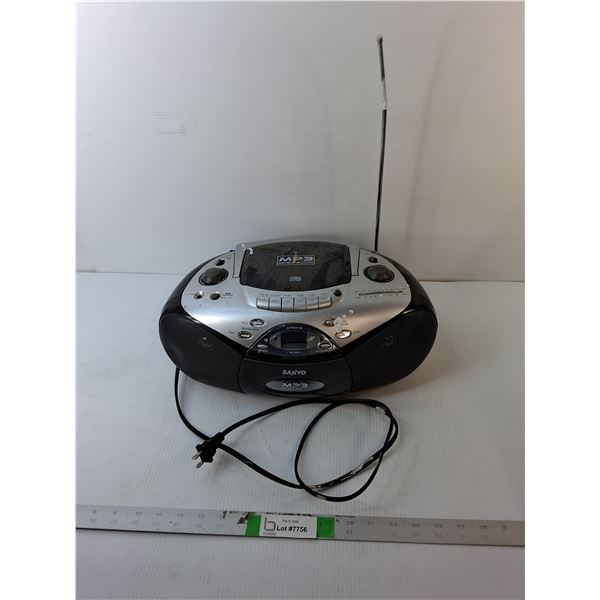Sanyo Radio/CD/Cassette Player- Powers On, As Is