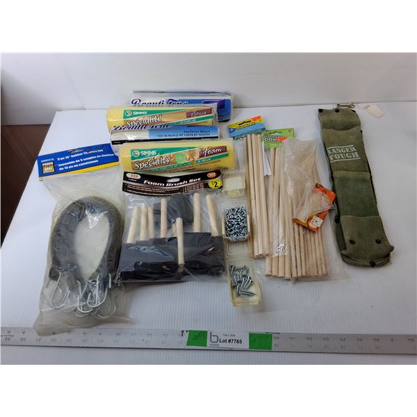 Paint Rollers- Sealed, Foam Brush Set, Power Fist Rubber Tiedown Straps, Misc.