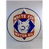 Image 2 : # Vintage Double-Sided Enameled "White Fox Motor Oil" Service Station Sign - 30" Diameter - PU Only
