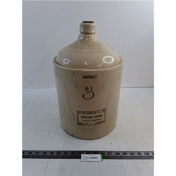 # Vintage Red Wing 3-Gallon Liquor Advertising Jug - 16" High x 10" Diameter - Pickup Only