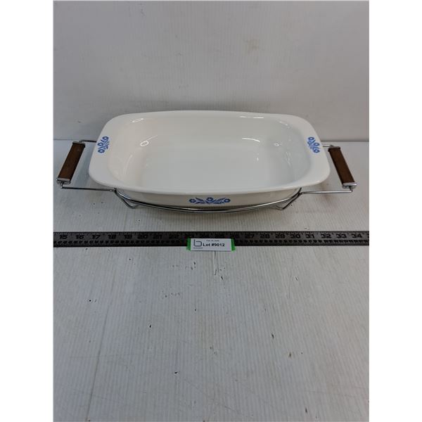 Vintage Corning Ware "Blue Cornflower" Casserole Dish w/Rack - 15.5" x 10" Dish