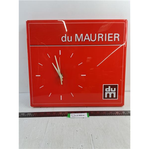Vintage Plastic "du Maurier" Vendor Clock Sign - 16x14x2"