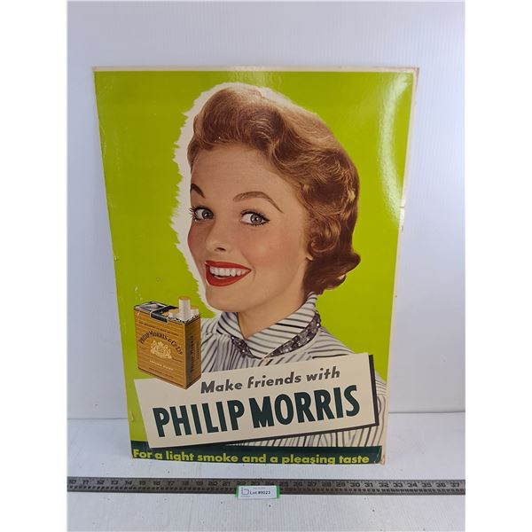 # Vintage Cardboard "Philip Morris Cigarette" Advertisement Sign - 19" x 27" - Cannot Ship