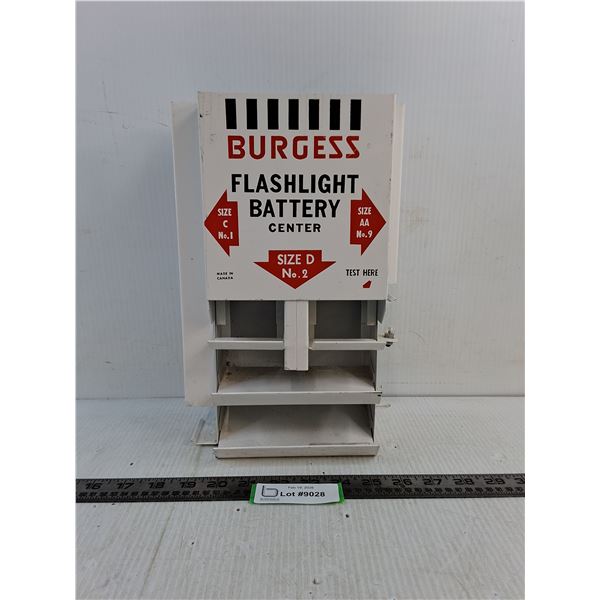 Vintage Metal "Burgess Flashlight Battery Center" Store Display