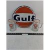 Image 1 : Sealed Metal Gulf Novelty Sign, Gulf "Edmonton Refinery" Beer Mugs