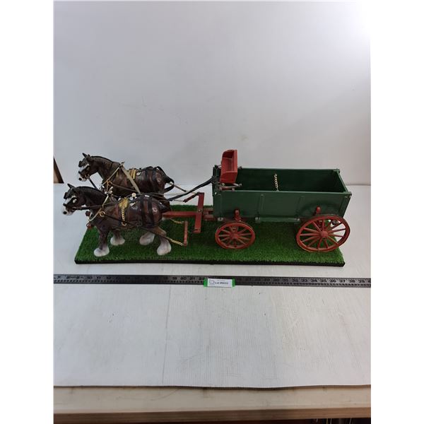 Ornamental "Clydesdales Pulling Wagon" - 30x10x10" -PICK UP ONLY