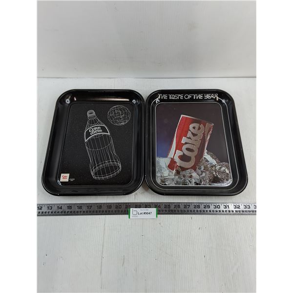 (2) Metal Coca-Cola Serving Trays - 11" x 13"