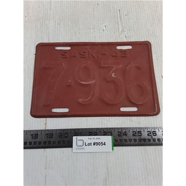 1943 Saskatchewan License Plate