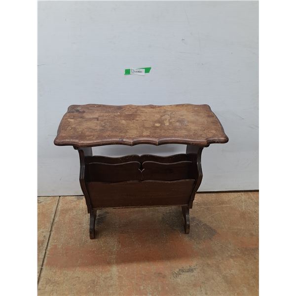 *Vintage Wooden Magazine Holder/ Table, 11" x 24" x 23.5", PICK UP ONLY, Needs Some Tlc