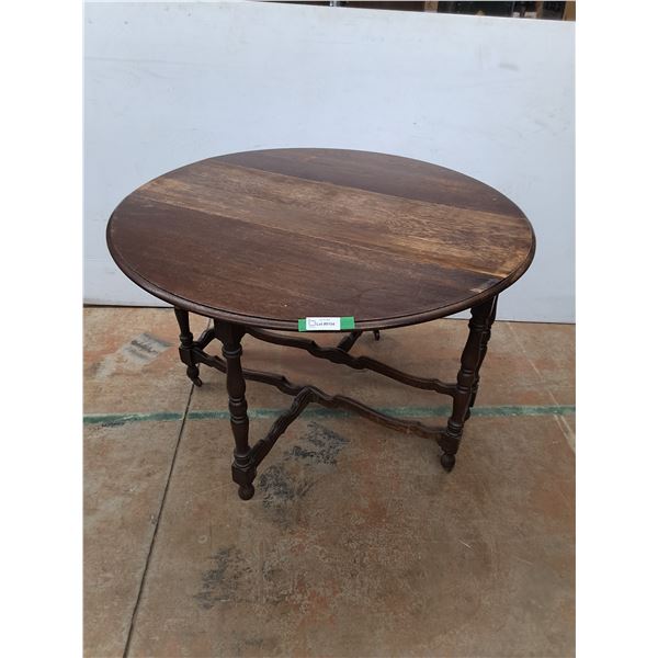 *Vintage Round Wooden Drop Leaf Table w/ Drawers, 44" x 29", Cannot Ship