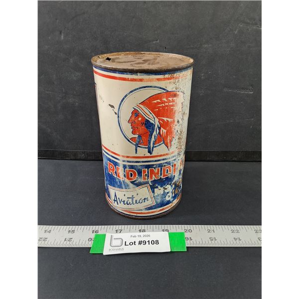 #Original Vintage Red Indian Aviation Moter Oil 1 Quart Oil Can