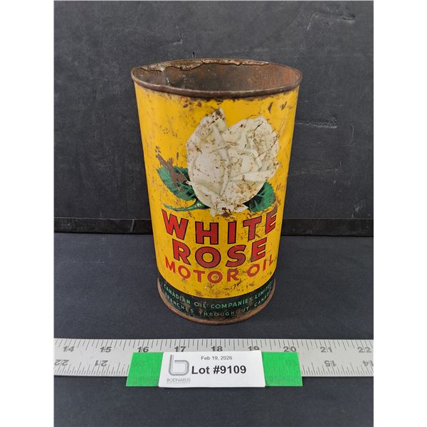 #Original Vintage WhiteRose  Moter Oil One Quart Oil Can, Missing Top