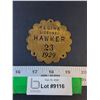 Image 1 : Rare Vintage 1929 Regina Licensed Hawker Brass Tag