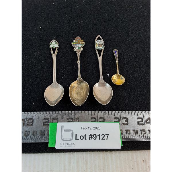(4) Vintage Sterling Silver Souvenir Spoons (31.71 Total Grams Weight)