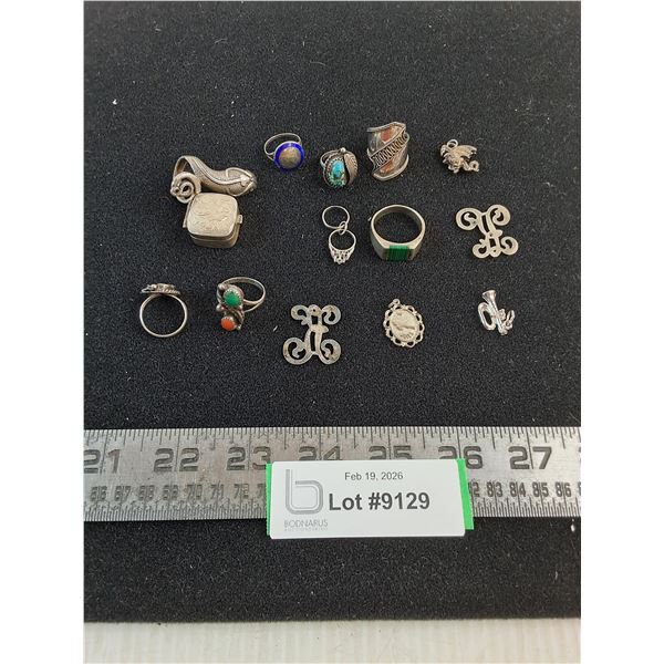Assorted Silver Rings & Pendants (51.91 Total Gram Weight)