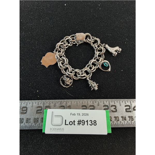 Sterling Silver Charm Bracelet (50.62 Gram Weight)