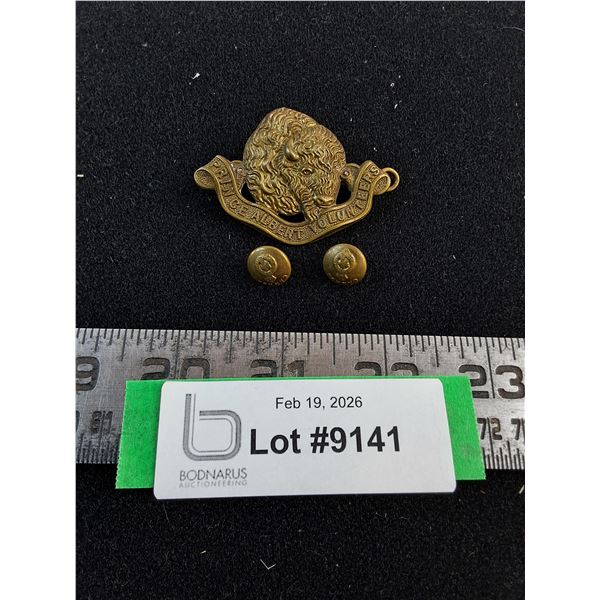 Vintage Brass "Prince Albert Volunteers" Badge & Cuff Links