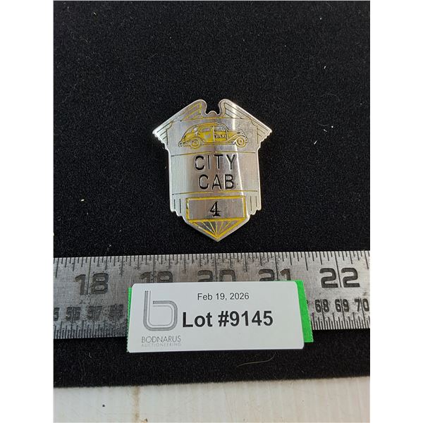 Brass "City Lab #4" Taxi Badge