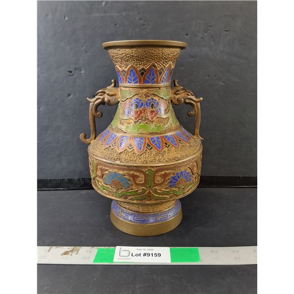 Japanese Champleve Vase 9.75"