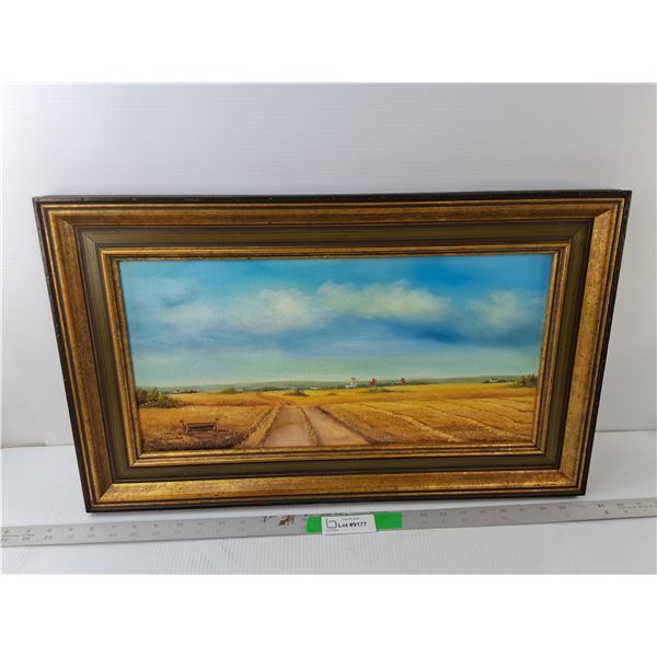 Framed Prairie Painting 25" x 15",  Artist Nettie Harder Cannot Ship
