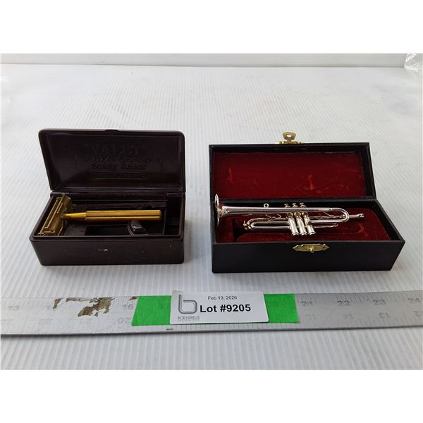 Vintage 'Valet" Safety Razor & Model Trumpet