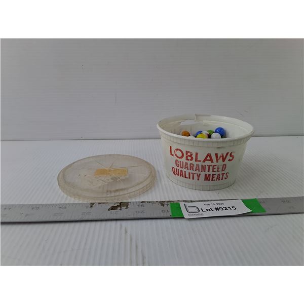 Vintage Loblaw's Container- As Is & Marbles