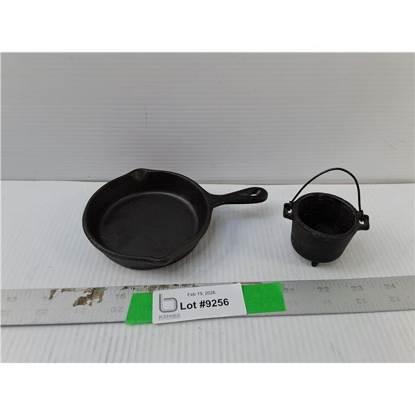 Miniature Cast Iron Frying Pan 6.25" & Pot