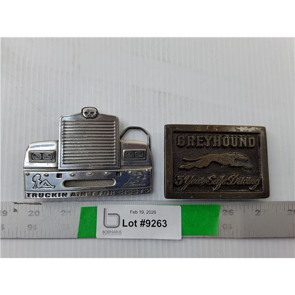 (2) Belt Buckles- Trucking & Greyhound