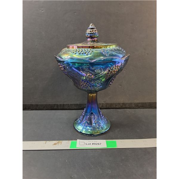 Iridescent Footed Glass Candy Dish 10.5"